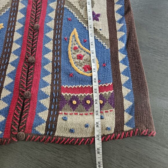 Women's Vintage Paisley Floral Embroidered Vest Patchwork Brown Boho Artsy Kitch - Picture 6 of 6
